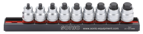 Sonic Equipment  Bitsatz 3/8" Innensechskant kurz auf Steckleiste 9-tlg. 200907