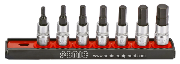 Sonic Equipment 1/4 Innensechskant-Bit-Satz (SAE ) auf Steckleiste 7-tlg. 100702