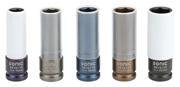 Sonic Equipment Radschraubennüsse mit Felgenschutz, 15, 17, 19, 21, 22mm