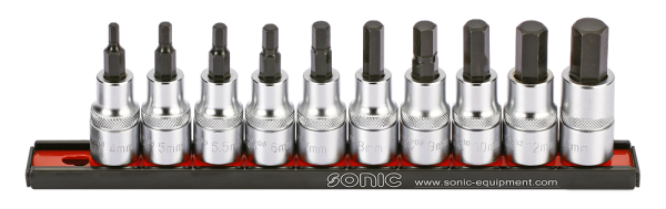 Sonic Equipment 1/2 Innensechskant-Bit-Satz auf Steckleiste 10-tlg. 301003