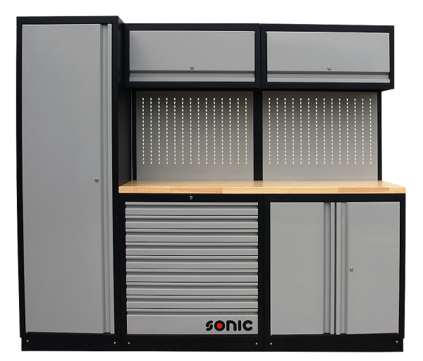 Sonic Equipment MSS 2300mm Schrankwand mit Holz-Arbeitsplatte 4730230
