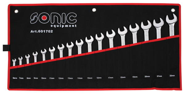Sonic Equipment  Ring-Gabelschlüssel-Satz in einer Tasche 17-tlg. 601702