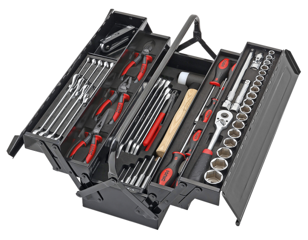 Sonic Equipment  Gefüllte tragbare Werkzeugkiste 62-tlg. 706201