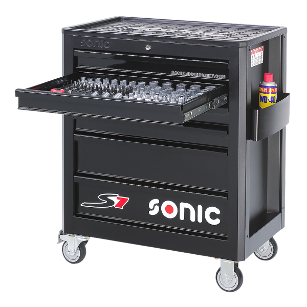 Sonic Equipment Werkstattwagen S7 gefüllt, 94-tlg., schwarz 709440