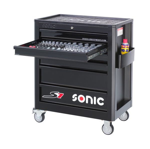 Sonic Equipment Werkstattwagen S7 gefüllt, 140-tlg., schwarz 714040