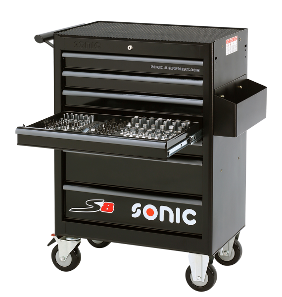 Sonic Equipment Werkstattwagen S8 gefüllt, 149-tlg., schwarz 714906