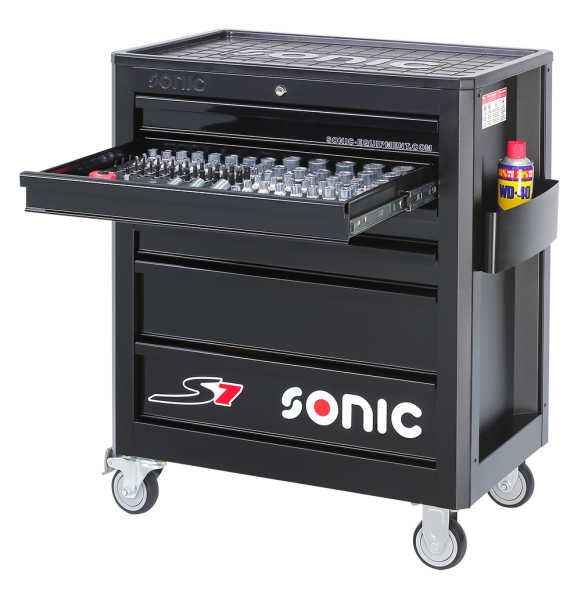 Sonic Equipment Werkstattwagen S7 gefüllt, 149-tlg., schwarz 714940