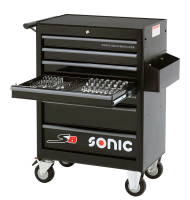 Sonic Equipment Werkstattwagen S8 gefüllt, 158-tlg., schwarz 715806