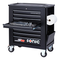 Sonic Equipment Werkstattwagen S10 gefüllt, 171-tlg.,SAE, schwarz 717109