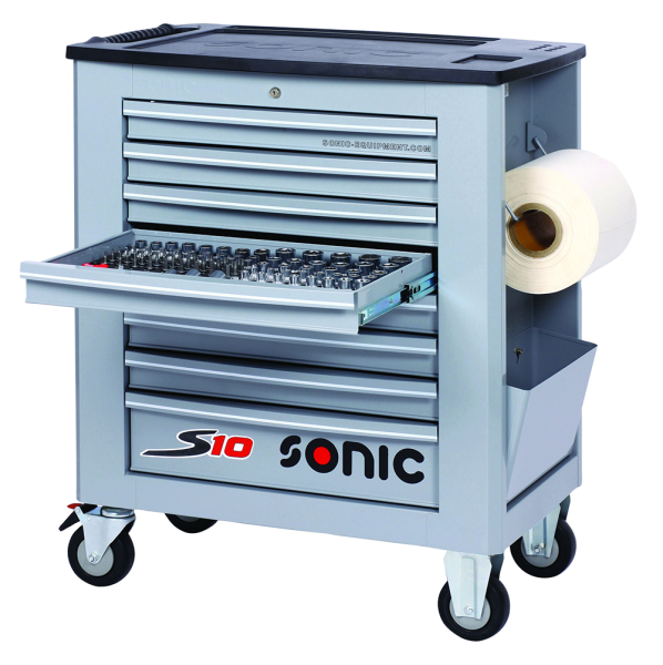Sonic Equipment Werkstattwagen S10 gefüllt, 240-tlg., grau 723919