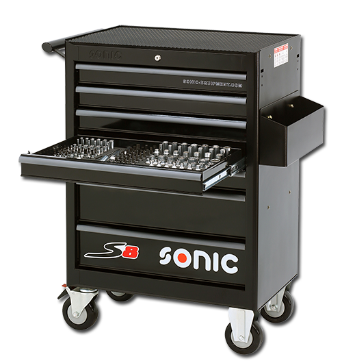 Sonic Equipment Werkstattwagen S8 gefüllt, 241-tlg., schwarz 724006