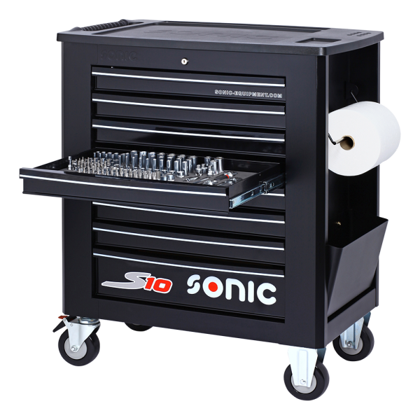 Sonic Equipment Werkstattwagen S10 gefüllt, 261-tlg., schwarz 726109