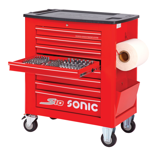 Sonic Equipment Werkstattwagen S10 gefüllt, 354-tlg., rot 735415