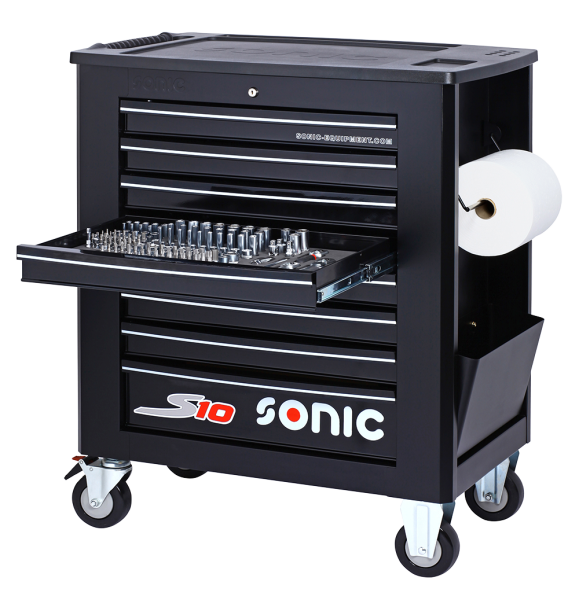 Sonic Equipment Werkstattwagen S10 gefüllt, 420-tlg., schwarz 742009