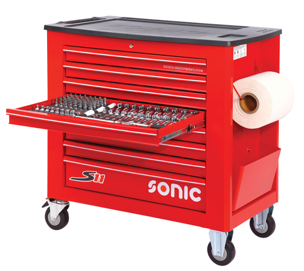 Sonic Equipment Werkstattwagen S11 gefüllt, 469-tlg., rot 746917