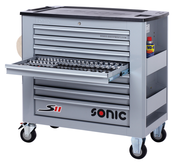 Sonic Equipment Werkstattwagen S11 gefüllt, 469-tlg., grau