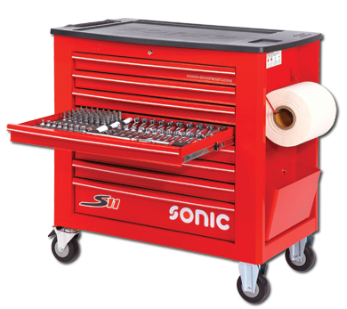 Sonic Equipment Werkstattwagen S11 gefüllt, 485-tlg., rot 748517