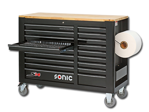 Sonic Equipment Werkstattwagen S14 gefüllt, 600-tlg., schwarz 760508